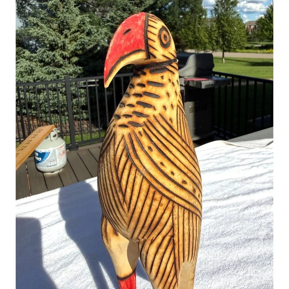 Unique Carved Wooden Artisan Bird Sculpture Toucan Folk Art 12